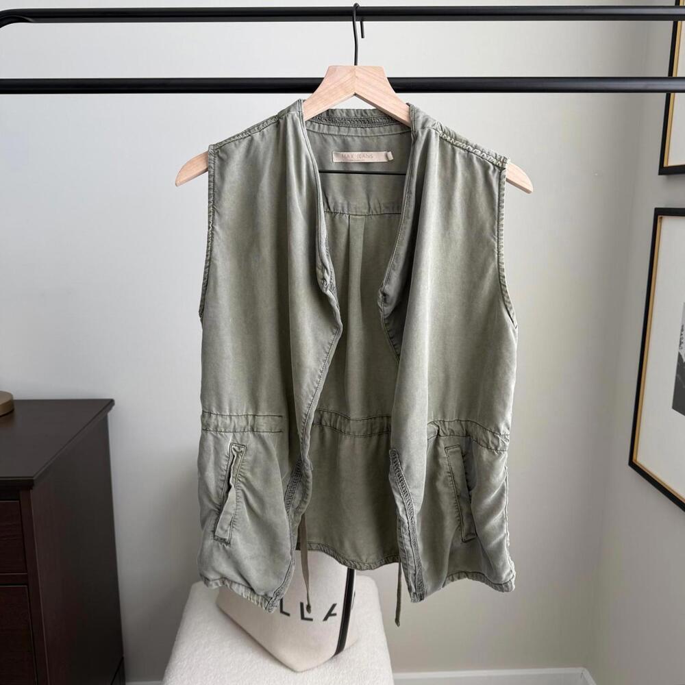 Max Jeans Draped Utility Drawstring Vest